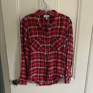 Lucky Brand Red and Black Plaid Shirt